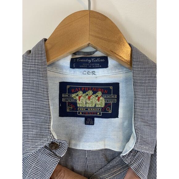 Men’s Polo Chaps Ralph Lauren  Blue Button Up Shirt Size 15.5 34-35 Old Money - Picture 6 of 7